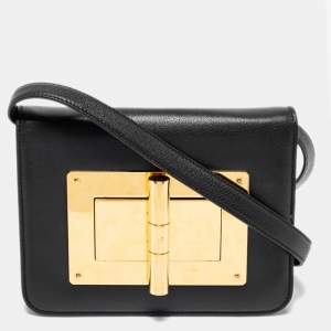 Pre Owned Tom Ford Black Leather Small Natalia Shoulder Bag