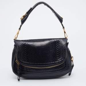 Pre Owned Tom Ford Black Python Medium Jennifer Shoulder Bag