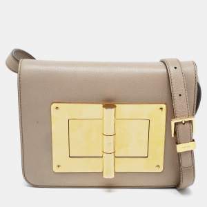 Pre Owned Tom Ford Grey Leather Medium Natalia Crossbody Bag