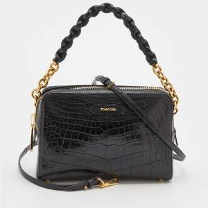 Pre Owned Tom Ford Black Alligator Leather Shoulder Bag