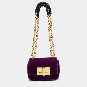 Pre Owned Tom Ford Purple Velvet Mini Natalia Shoulder Bag