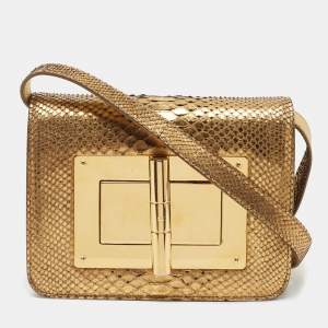 Tom Ford Gold Python Small Natalia Crossbody Bag