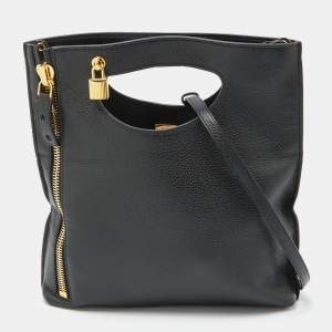 Tom Ford Black Leather Alix Fold Over Clutch