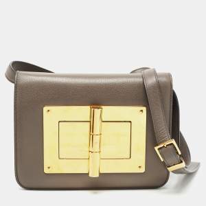 Tom Ford Dark Beige Leather Small Natalia Shoulder Bag
