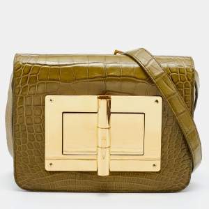 Pre Owned Tom Ford Green Alligator Small Natalia Crossbody Bag