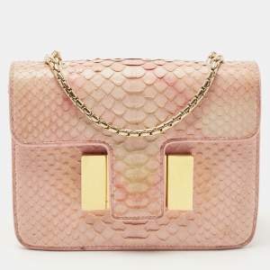 Pre Owned Tom Ford Pink Python Sienna Chain Shoulder Bag