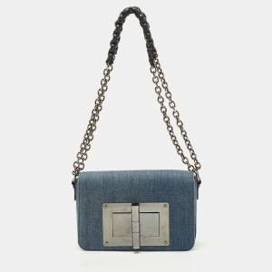Pre Owned Tom Ford Blue Denim Medium Natalia Shoulder Bag