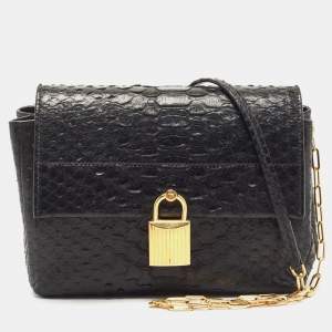 Pre Owned Tom Ford Black Python Small Leonica Padlock Shoulder Bag