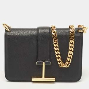 Pre Owned Tom Ford Black Leather Tara Chain Shoulder Bag