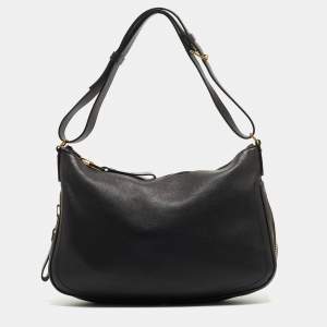 Pre Owned Tom Ford Black Leather Zip Around Shoulder Bag
