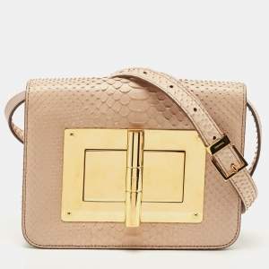 Pre Owned Tom Ford Beige Python Medium Natalia Crossbody Bag