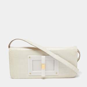 Tom Ford Off White Alligator Natalia Convertible Clutch