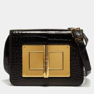 Pre Owned Tom Ford Black Alligator Natalia Crossbody Bag