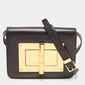 Pre Owned Tom Ford Black Leather Small Natalia Crossbody Bag