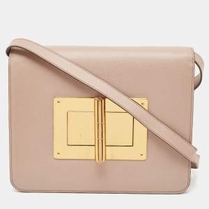 Pre Owned Tom Ford Dusty Pink Leather Large Natalia Shoulder Bag