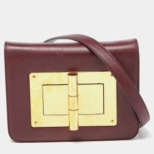 Tom Ford Burgundy Leather Small Natalia Crossbody Bag