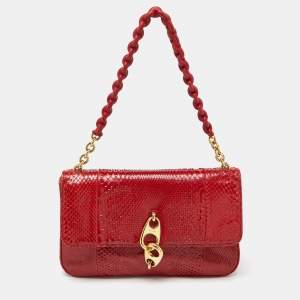 Tom Ford Red Python Carine Flap Shoulder Bag