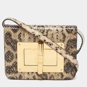 Tom Ford Beige Snakeskin Small Natalia Crossbody Bag