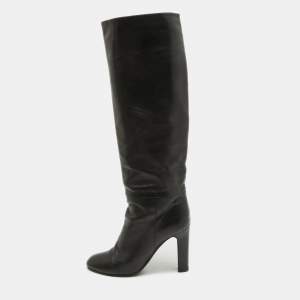 Tom Ford Black Leather Knee Length Boots Size 38