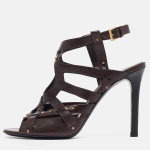 Tom Ford Brown Leather Ankle Strap Sandals Size 41