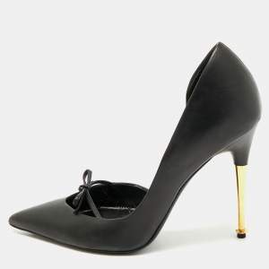 Tom Ford Black Leather Bow D'orsay Pumps Size 37