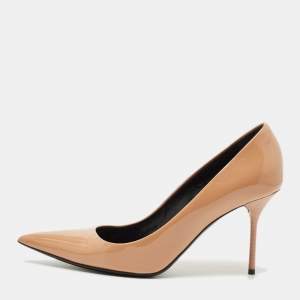 Pre Owned Tom Ford Beige Patent Leather Classic Pointed Toe Pumps Size 40