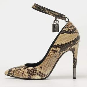 مملوكة مسبقًا Tom Ford Padlock Size 38 Brown/Beige Python Leather Pumps