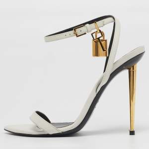 مملوكة مسبقًا Tom Ford Padlock Size 36 White Leather Ankle Strap Sandals