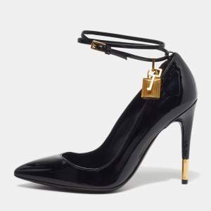 مملوكة مسبقًا Tom Ford Padlock Size 37 Black Patent Leather Pumps