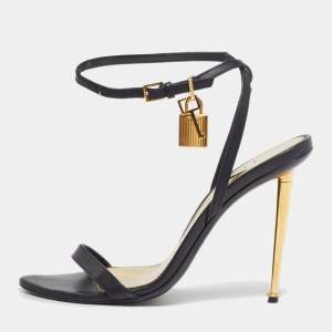 مملوكة مسبقًا Tom Ford Padlock Size 38 Black Leather Ankle Strap Sandals