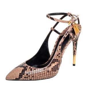 Tom Ford Two Tone Python Padlock Ankle Strap Sandals Size 40 