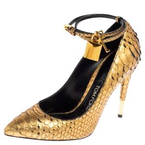 Tom Ford Gold Python Padlock Pumps Size 36