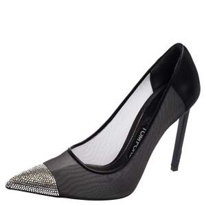 Tom Ford Black Mesh Strass Cap Illusion Pumps Size 38