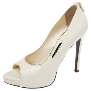 Tom Ford White Python Leather Peep Toe Pumps Pumps Size 39