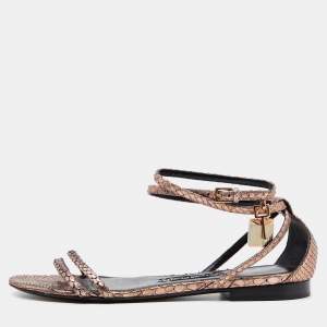 Tom Ford Metallic Brown Python Leather Ankle Strap Sandals Size 41