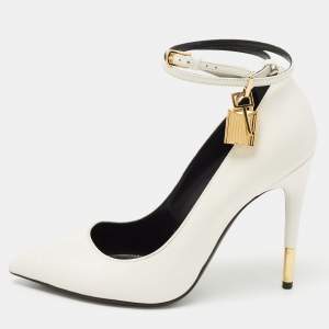 Tom Ford White Leather Padlock Pumps Size 37.5