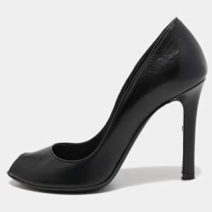 Tom Ford Black Leather Peep Toe Pumps Size 36