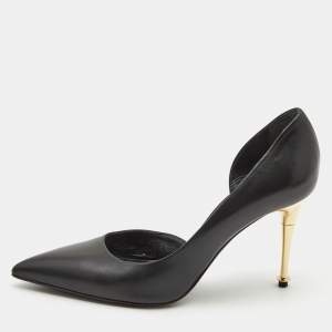 Tom Ford Black Leather D'Orsay Pointed Toe Pumps Size 36 