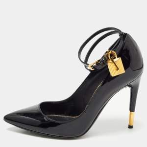 Tom Ford Black Patent Leather Padlock Pumps Size 37.5