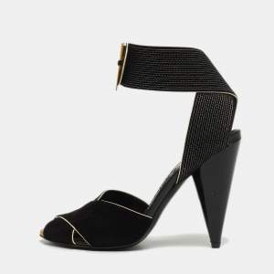 Tom Ford Black Suede Ankle Wrap Crisscross Sandals Size 37