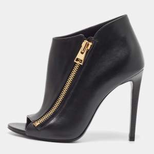 Tom Ford Black Leather Zip Up Ankle Boots Size 38.5
