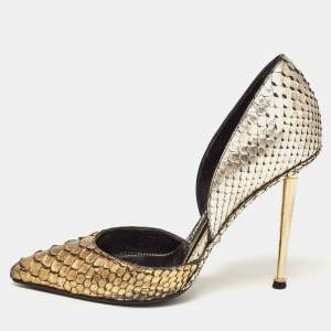 Tom Ford Gold/Silver Python D'orsay Pumps Size 39