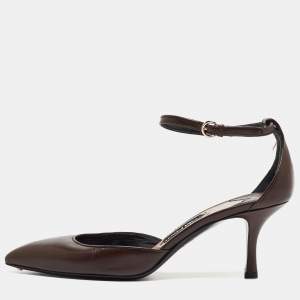 Tom Ford Brown Leather Ankle Strap D'orsay Pumps Size 39