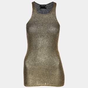 Tom Ford Gold Rib Knit Tank Top XS