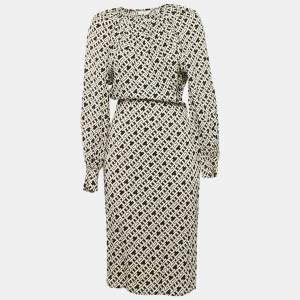 Tommy Hilfiger Black Logo Print Viscose Midi Dress XS