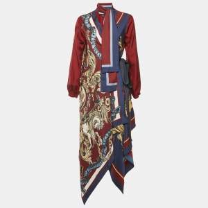 Hilfiger Collection Burgundy/Blue Printed Silk Open Shrug S