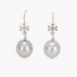 Tory Burch Grey Pearl Drop Earrings