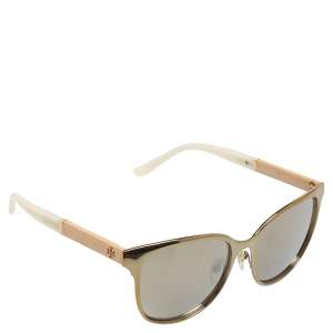 Tory Burch Gold Tone/White TY6041 Mirrored Wayfarer Sunglasses