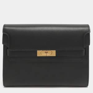 Pre Owned Tory Burch Lee Radziwill Black Leather Shoulder Bag