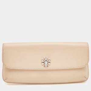 Tory Burch Beige Saffiano Leather Diana Clutch